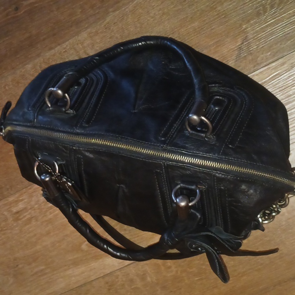 Coach Limited Edition Coach Sophia Black Leather Gunmetal Studs Bag MSRP $795 - Picture 12 of 16